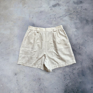 Cream Linen-Like Trouser Shorts