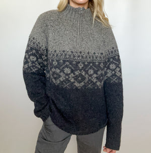 Patterned Half-Zip Sweater