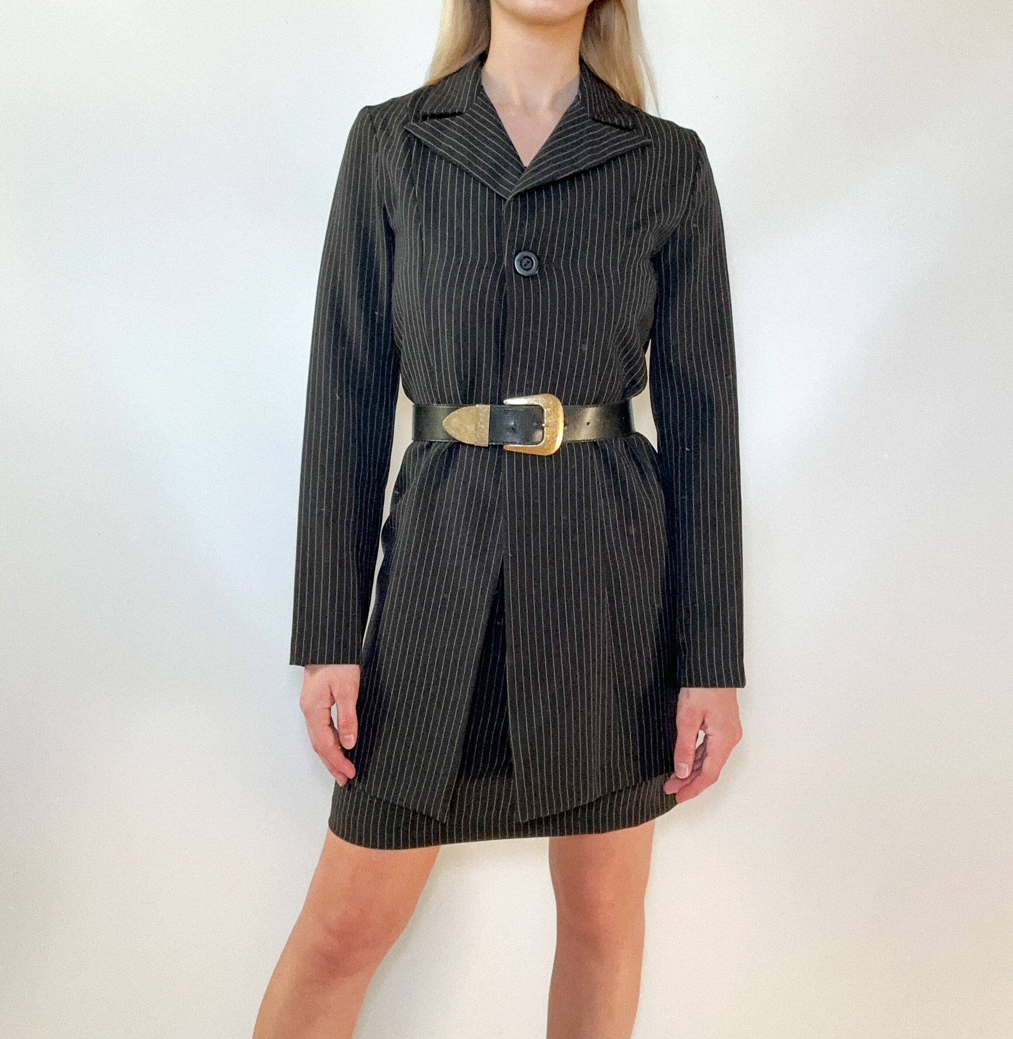 Pinstripe Dress & Blazer Set