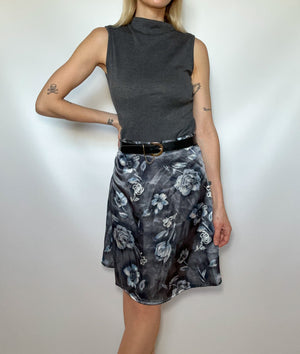 Floral Satin Skirt