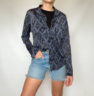 Sheer Paisley Button Up