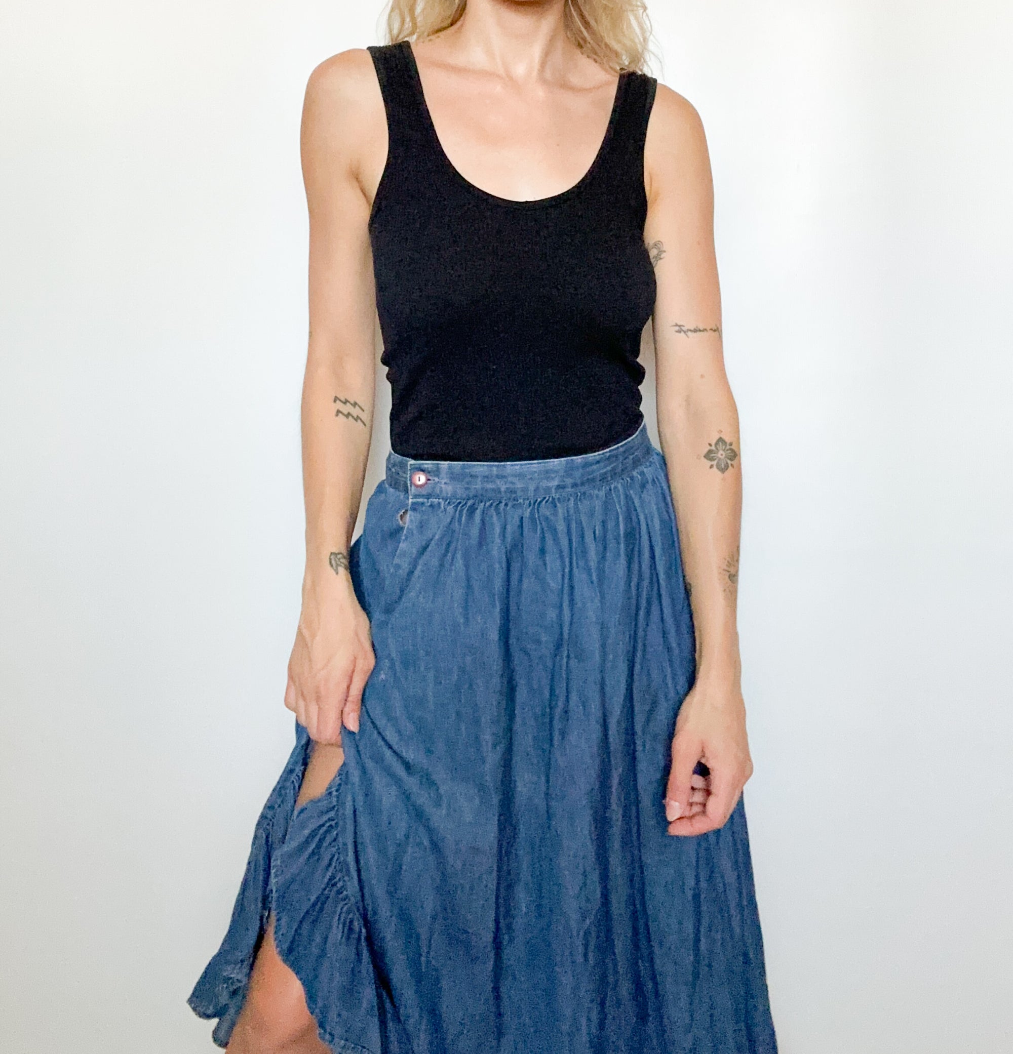 Denim Ruffle Skirt