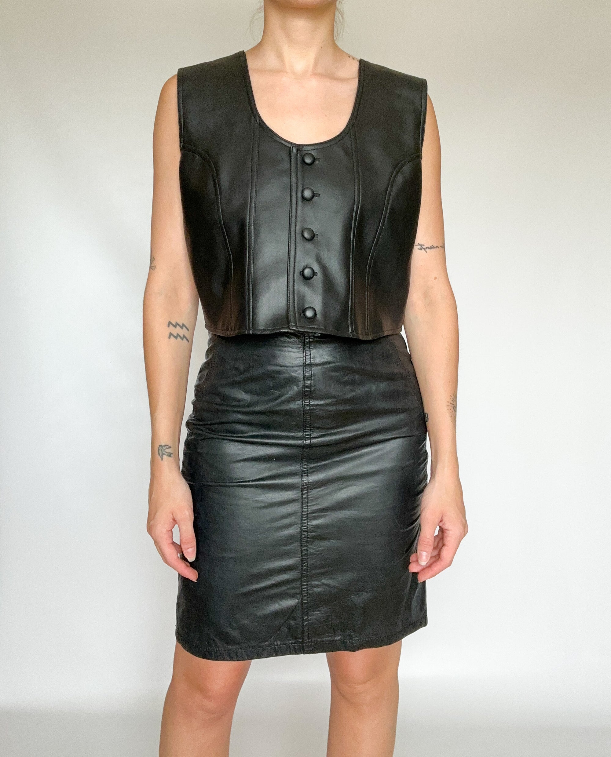 Leather Button Up Vest