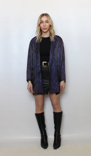 Purple Patterned Satiny Blazer