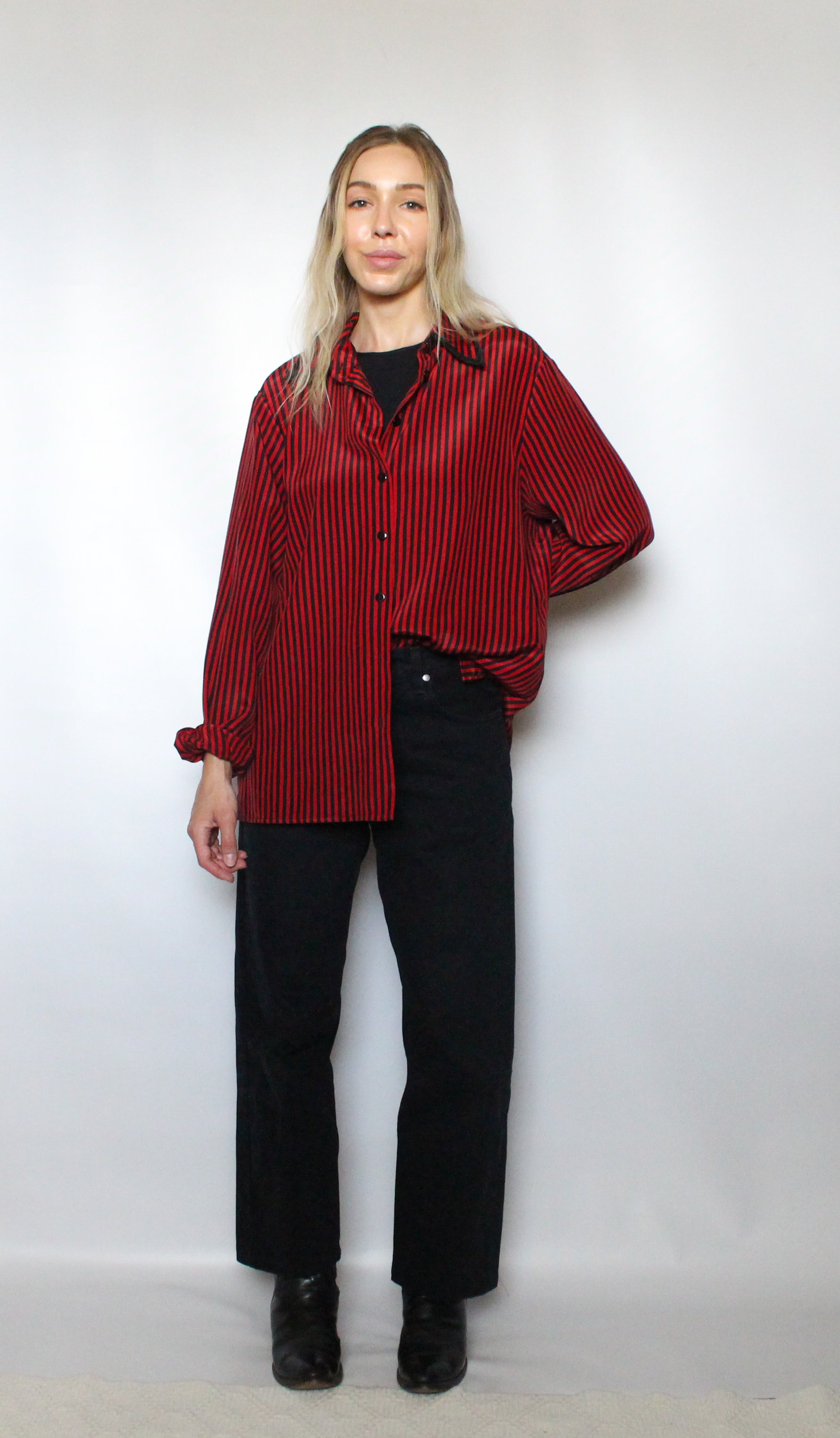 Red Striped Button Up