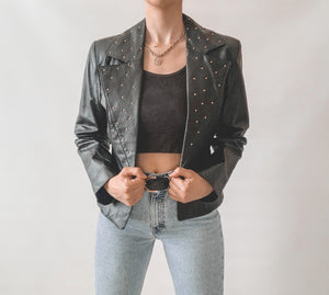 Leather Studded Blazer Jacket