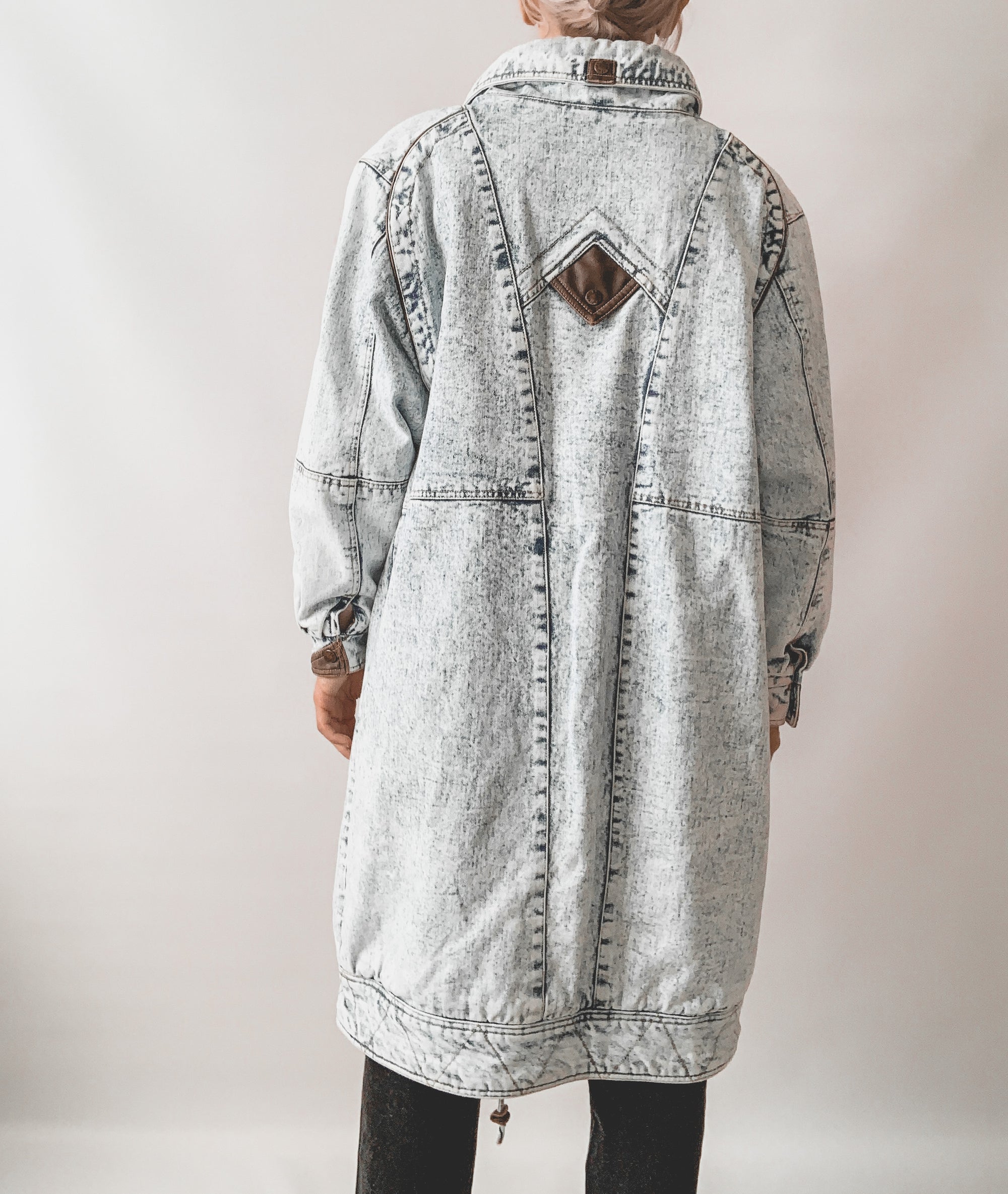 Acid Wash Long Denim Jacket