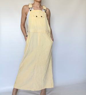 Yellow Corduroy Bib Dress