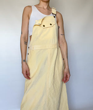 Yellow Corduroy Bib Dress