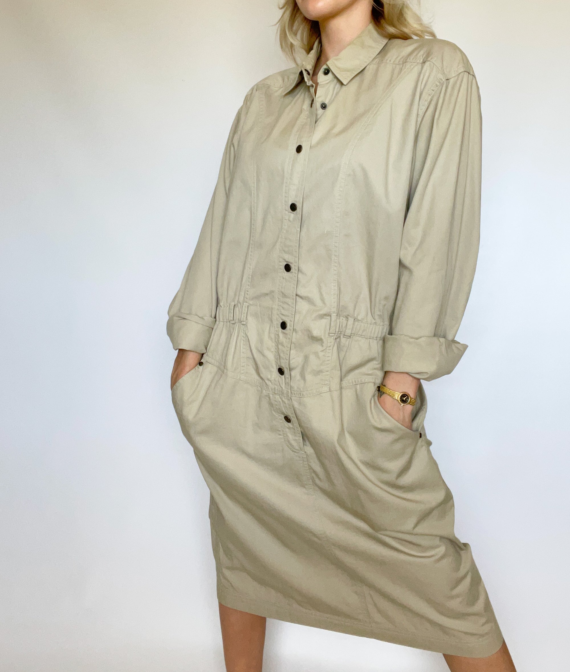 Tan Button Up Dress