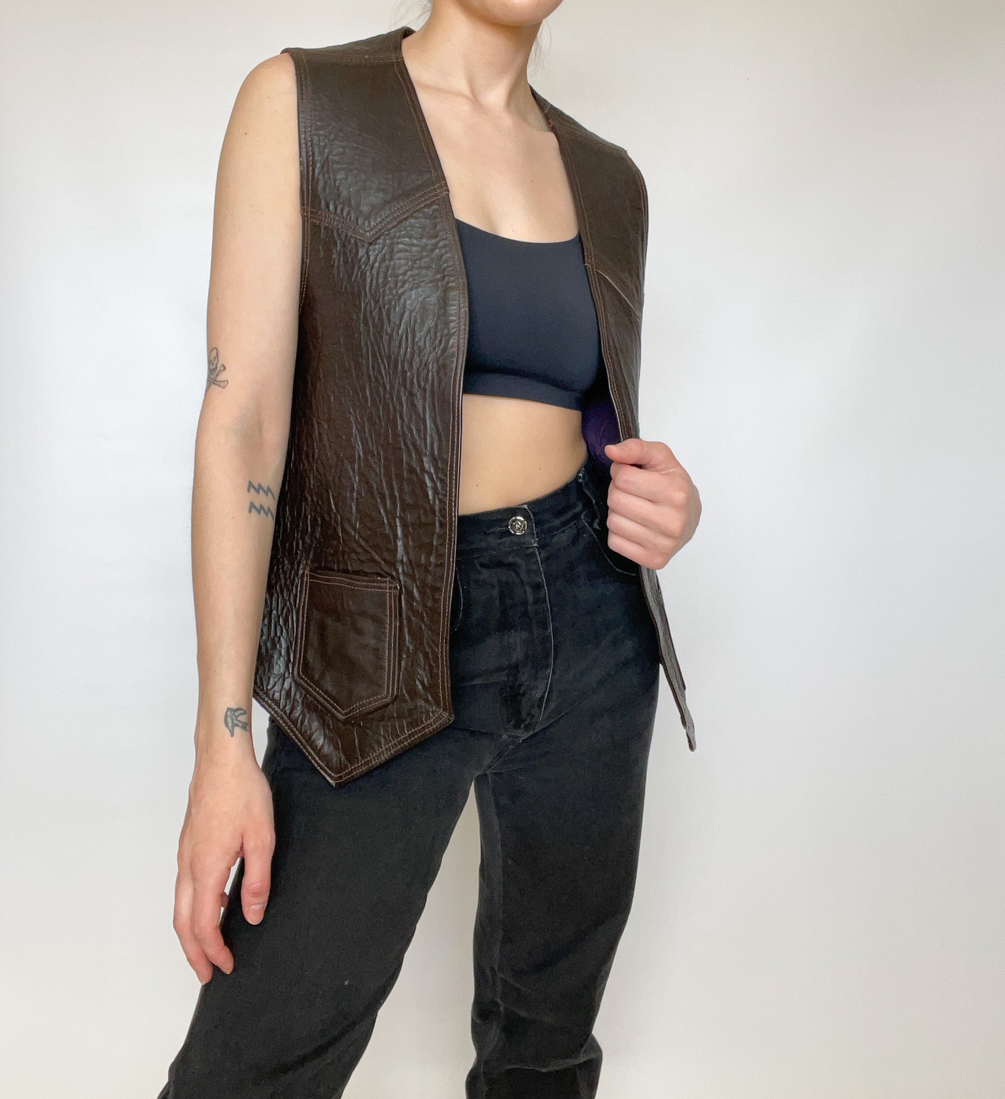 Dark Brown Leather Vest