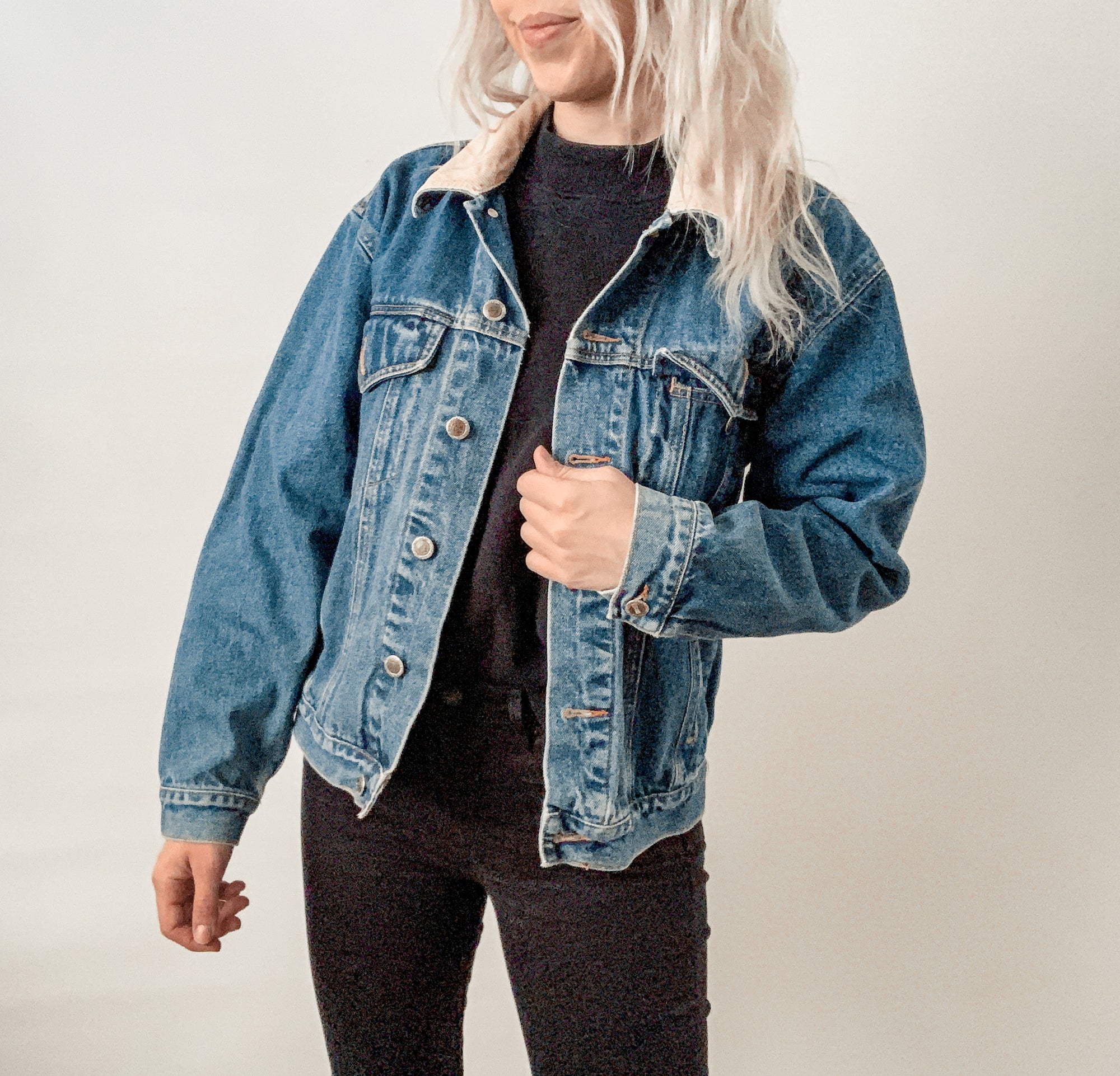 Denim Jacket with Cord Collar