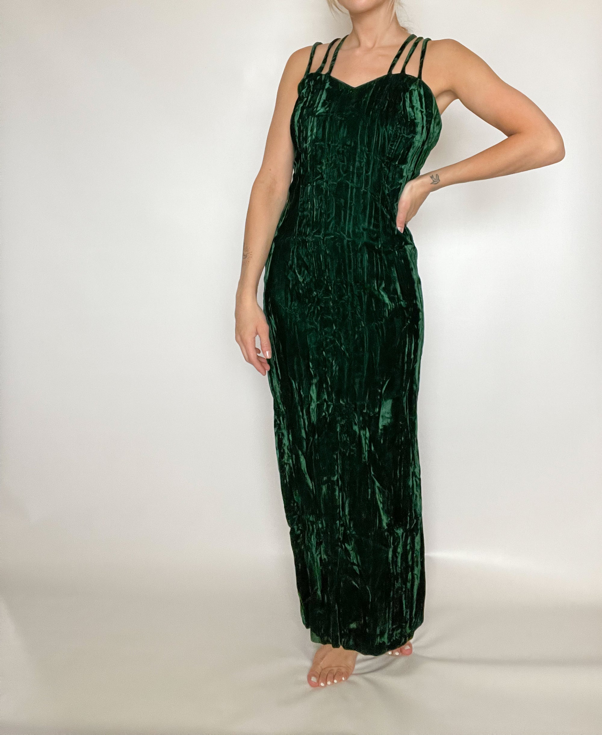 Green Velvet Dress