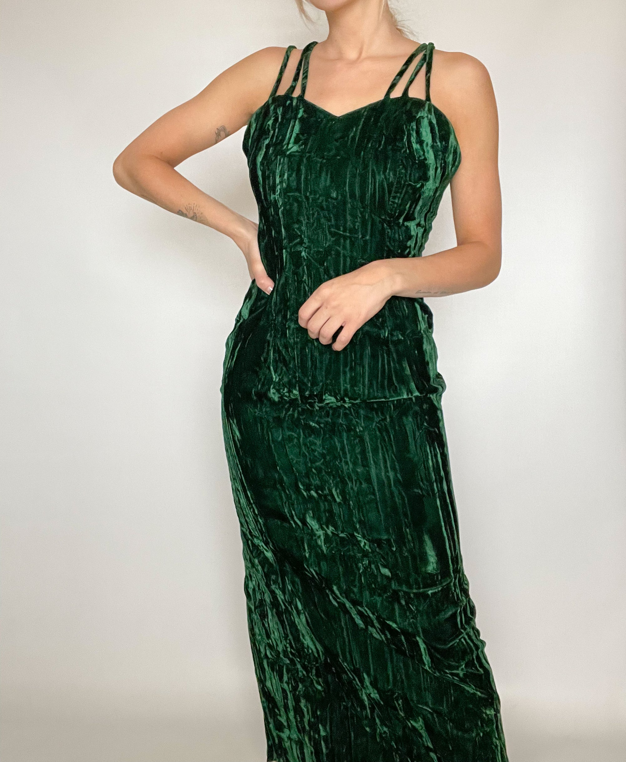 Green Velvet Dress