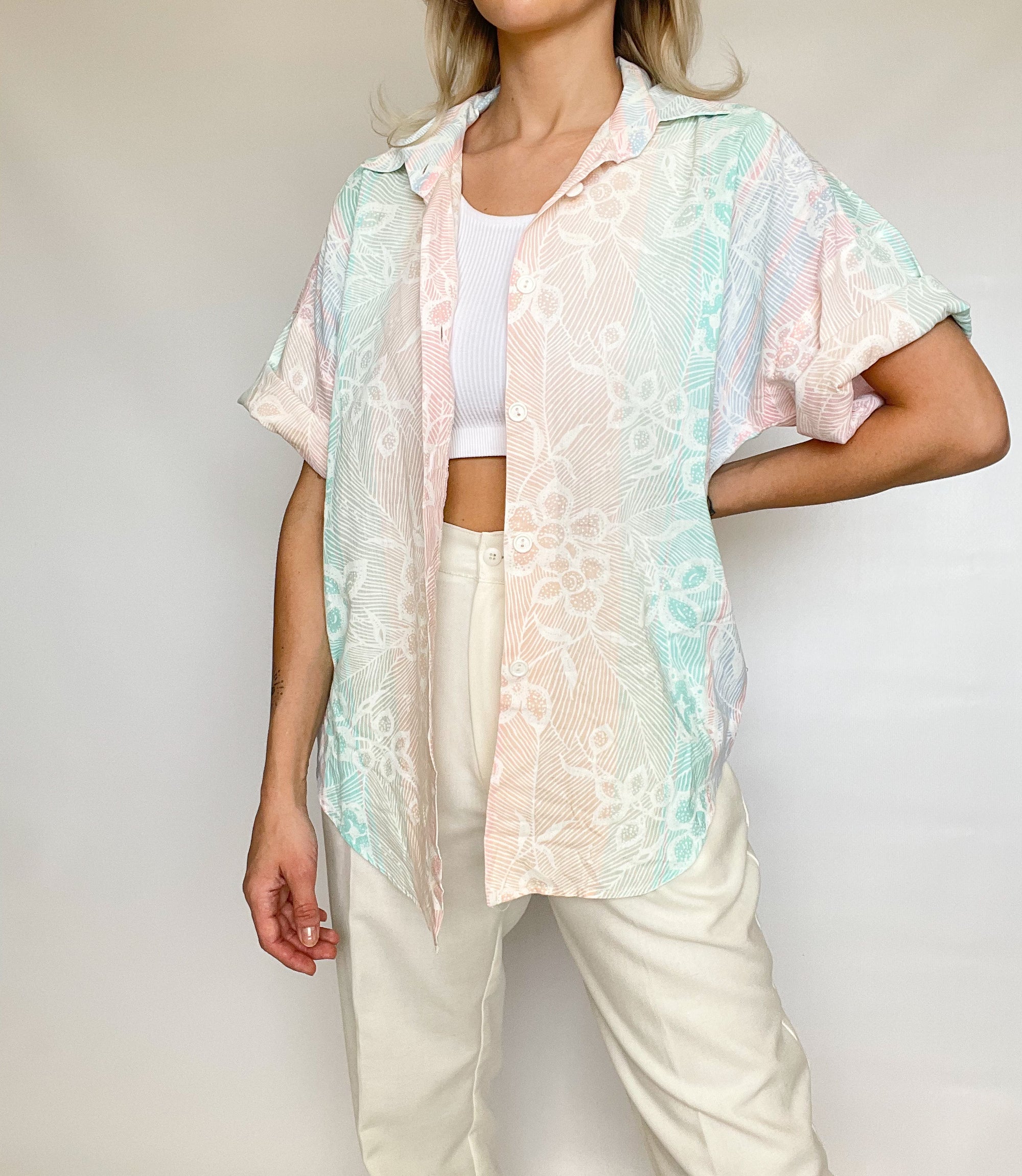 Floral Pastel Button Up