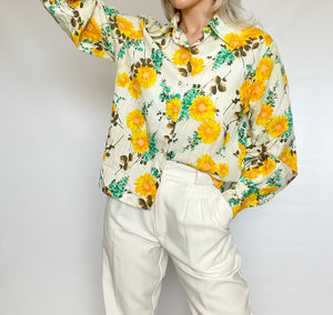 80s Floral Button Up