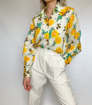 80s Floral Button Up