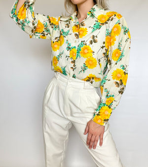 80s Floral Button Up