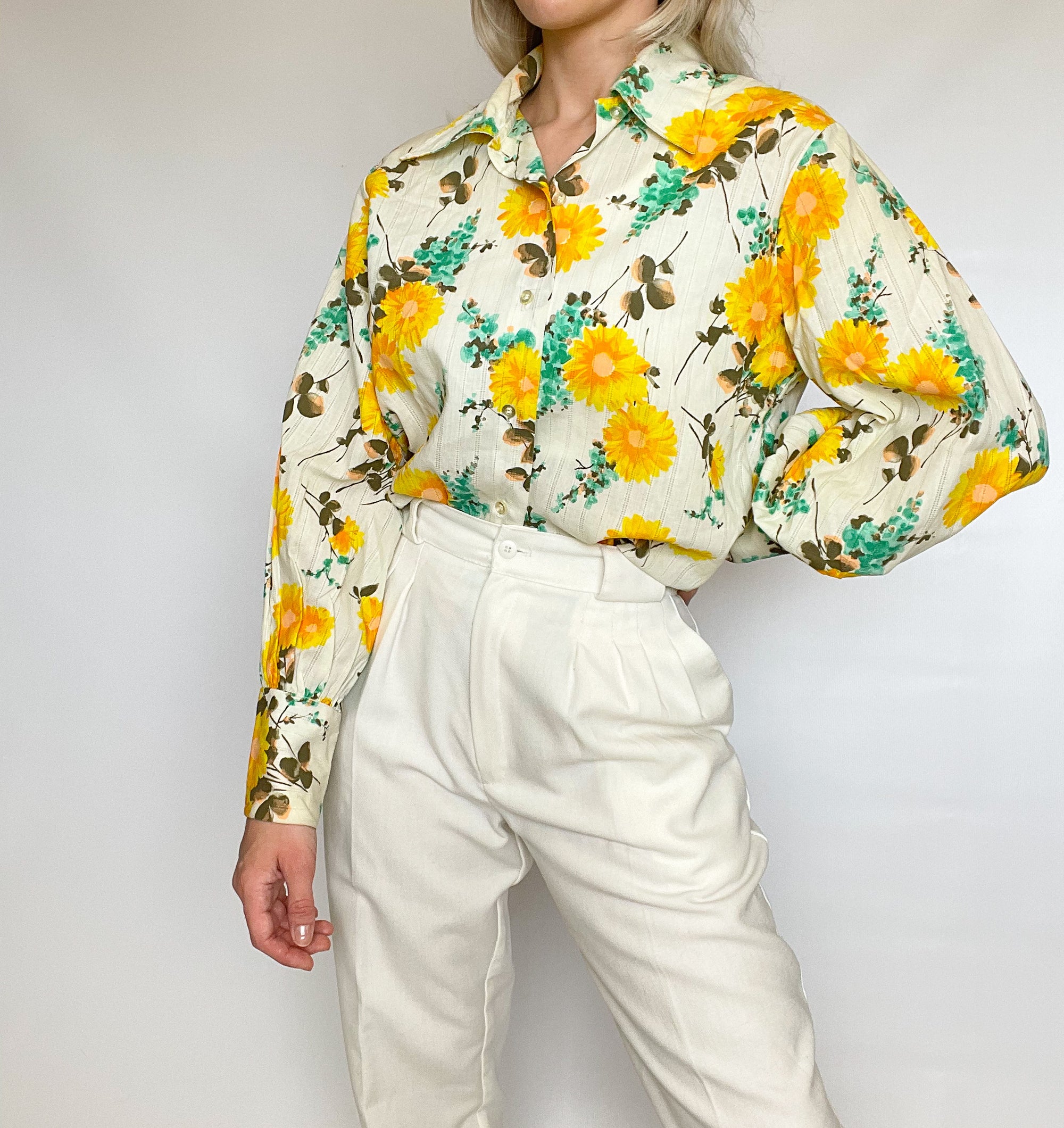 80s Floral Button Up